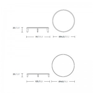 Medidas mesas de centro Giro de Kettal en Moises Showroom