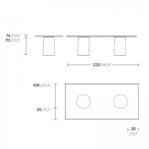 Medidas mesa Giro de Kettal 220x108 en Moises Showroom