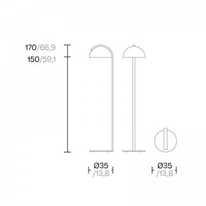 Medidas lámpara de pie Half Dome de Kettal en Moises Showroom