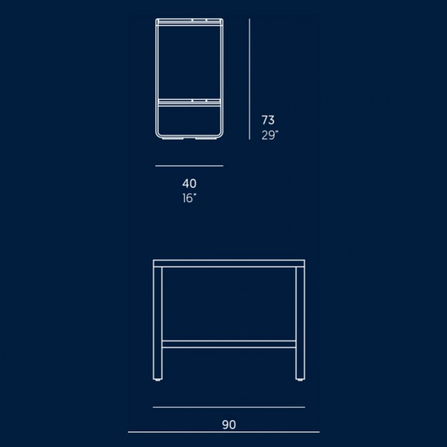 Medidas estantería Flat de 90cm de Gandía Blasco