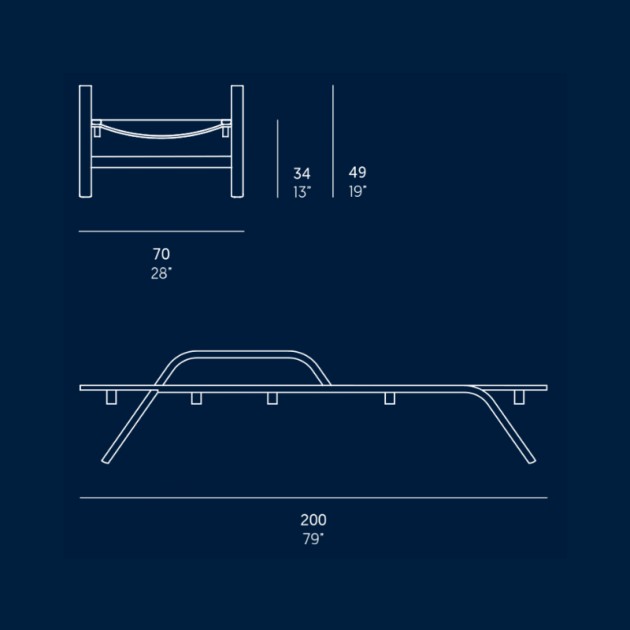 Medidas tumbona Stack con brazos de Gandía Blasco