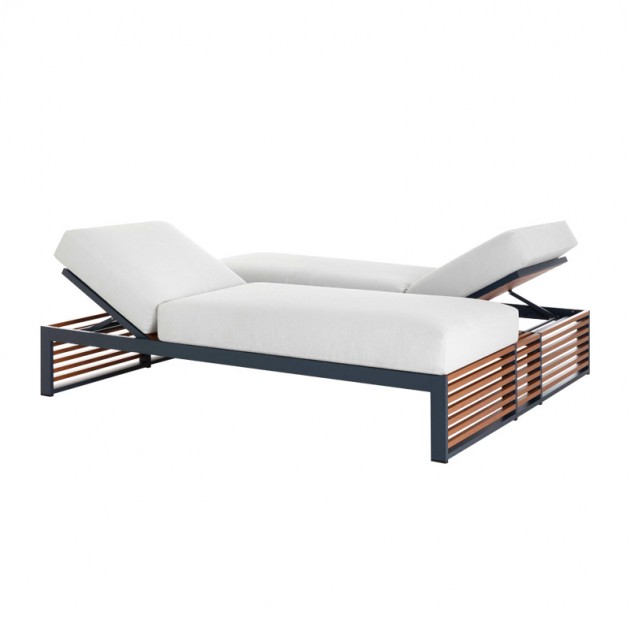 Cama chill doble Twin DNA madera falsa estructura grey blue de Gandía Blasco