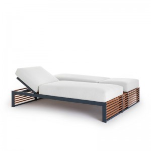 Cama chill doble Twin DNA madera falsa estructura grey blue un respaldo tumbado de Gandía Blasco