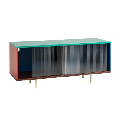 Colour Cabinet M floor base multicolor con puertas de vidrio HAY