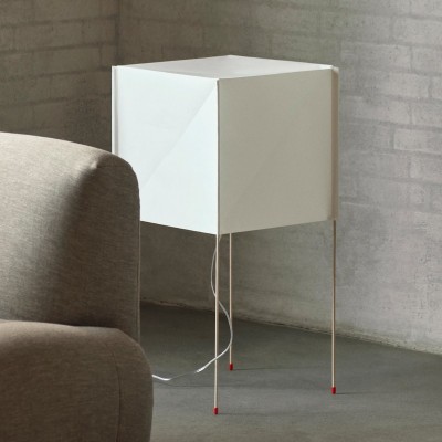 Lámpara Paper Cube Floor Lamp apagada imagen ambientada salón HAY Lámpara Paper Cube Floor Lamp apagada imagen ambientada salón HAY