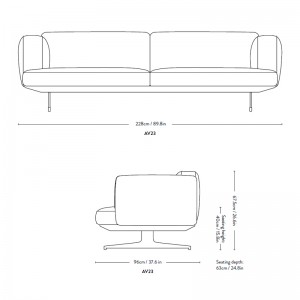 Sofá Inland AV23 medidas &Tradition