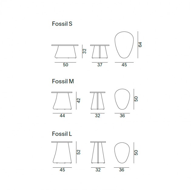 Medidas Mesas Fossil de MDF Italia