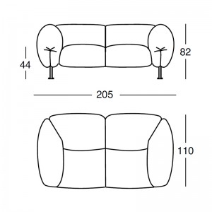 Medidas sofá Za:Za 205 de Zanotta.