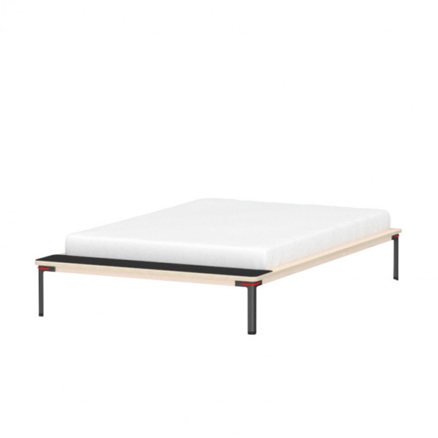 cama Seiltänzer 140 x 200 cuerda roja tray negra Moormann