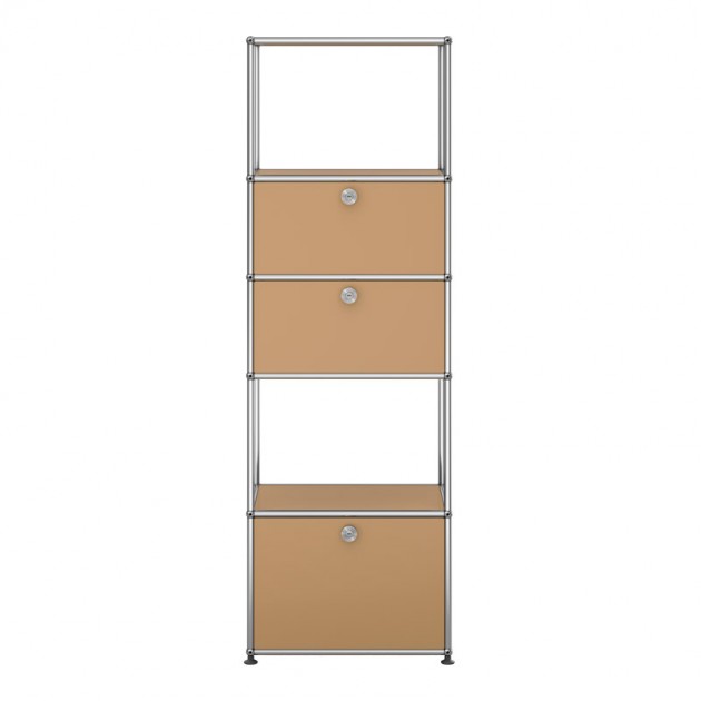 Estantería modular USM Haller de frente color beige de USM