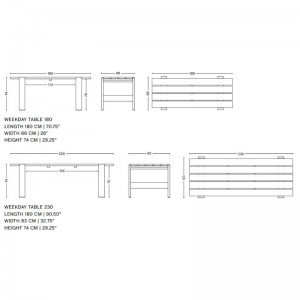 Mesa Weekday de HAY medidas