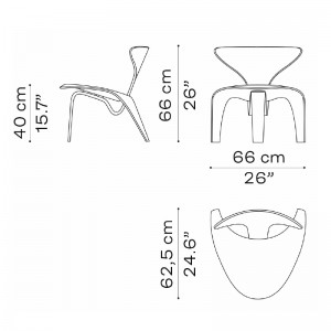 Medidas butaca PK0 A de Fritz Hansen