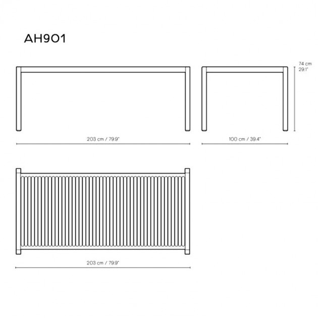 Medidas mesa de comedor outdoor AH901 de Carl Hansen