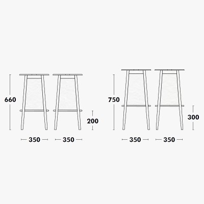 Tabouret Oto H65 et H 75 de Ondarreta Tabouret Oto H65 et H 75 de Ondarreta