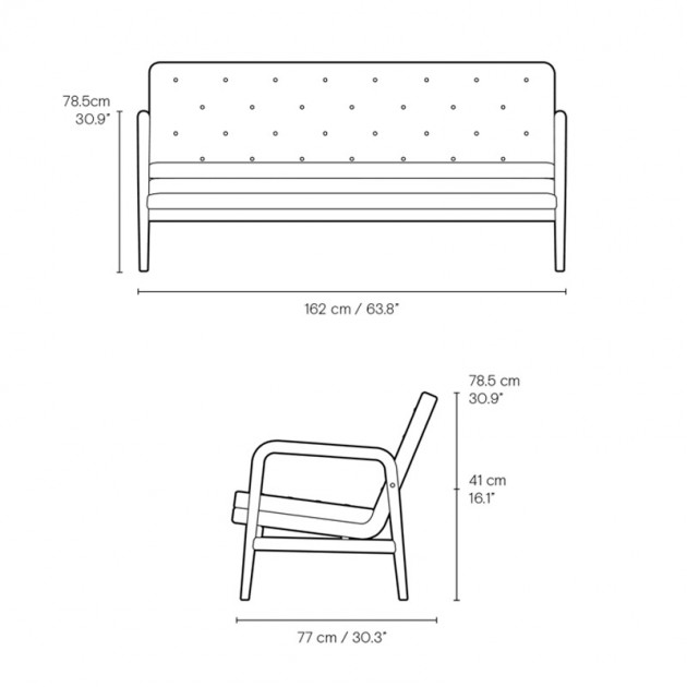 Medidas sofá VLA77 Foyer Series de Carl Hansen