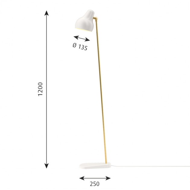 Medidas lámpara VL38 Suelo color blanco de Louis Poulsen