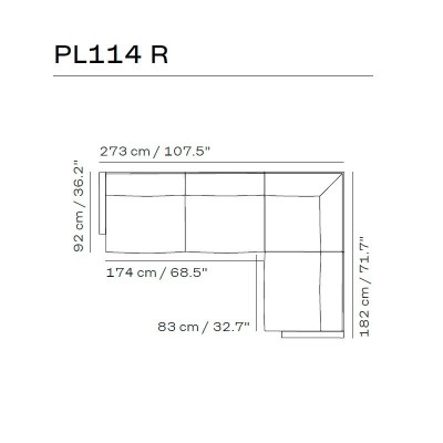 Medidas sofá Lissoni PL114 Right de Fritz Hansen Medidas sofá Lissoni PL114 Right de Fritz Hansen