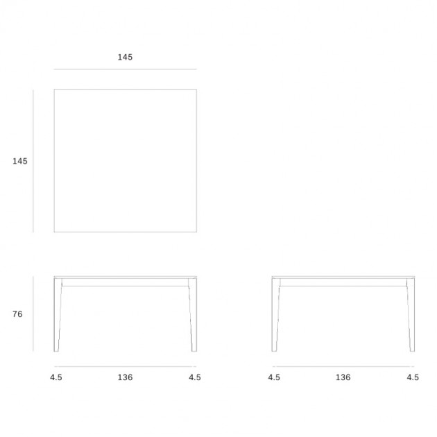 Medidas mesa de comedor Bok cuadrada de Ethnicraft