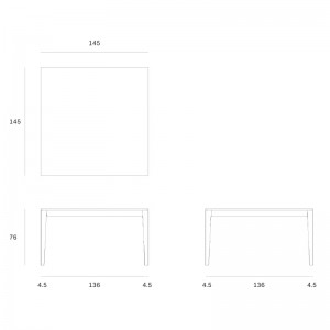 Medidas mesa de comedor Bok cuadrada de Ethnicraft