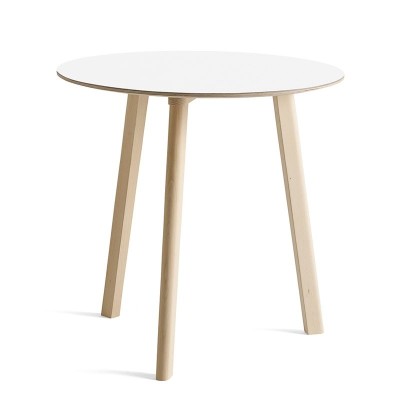 Mesa CPH Deux 220 diámetro 75 con estructura de madera de haya y tablero laminado blanco perla de HAY Mesa CPH Deux 220 diámetro 75 con estructura de madera de haya y tablero laminado blanco perla de HAY
