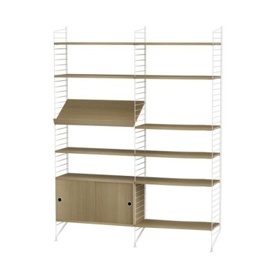 String, Composição de prateleira dupla String System oak / Branco