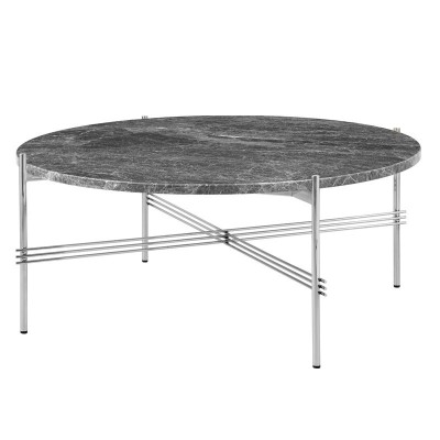 TS Coffee table Dia. 80 polished steel sobre de mármol Emperador gris de Gubi TS Coffee table Dia. 80 polished steel sobre de mármol Emperador gris de Gubi