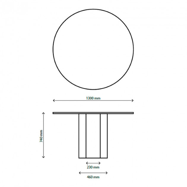 Medidas mesa de comedor Epic redonda de Gubi