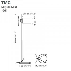 Lámpara TMC de pie Santa&Cole medidas