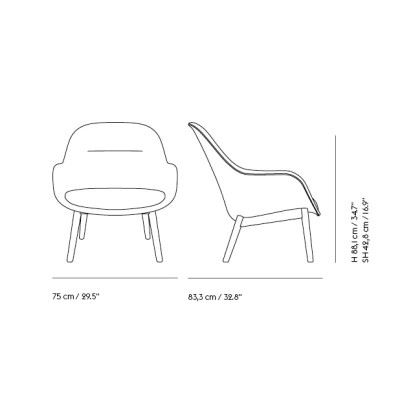 Muuto, Poltrona lounge in fibra Base in legno Muuto, Poltrona lounge in fibra Base in legno