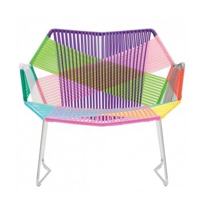 Moroso, Tropicalia armchair with stainless steel arms and base. Moroso, Tropicalia armchair with stainless steel arms and base.