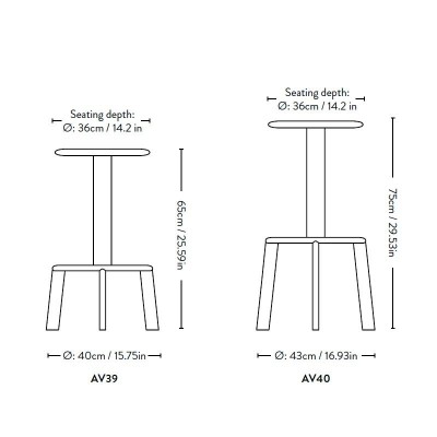 Taburete Massif AV39 y AV40 de &Tradition Taburete Massif AV39 y AV40 de &Tradition