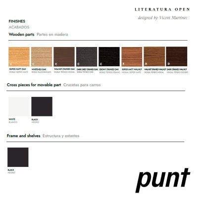 Muestras acabados para Estantería Literatura Open de Punt Mobles Muestras acabados para Estantería Literatura Open de Punt Mobles