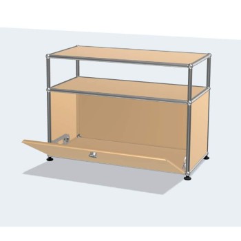 Mueble USM bajo con una puerta y estante superior