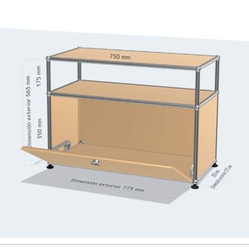 Mueble USM bajo con una puerta y estante superior